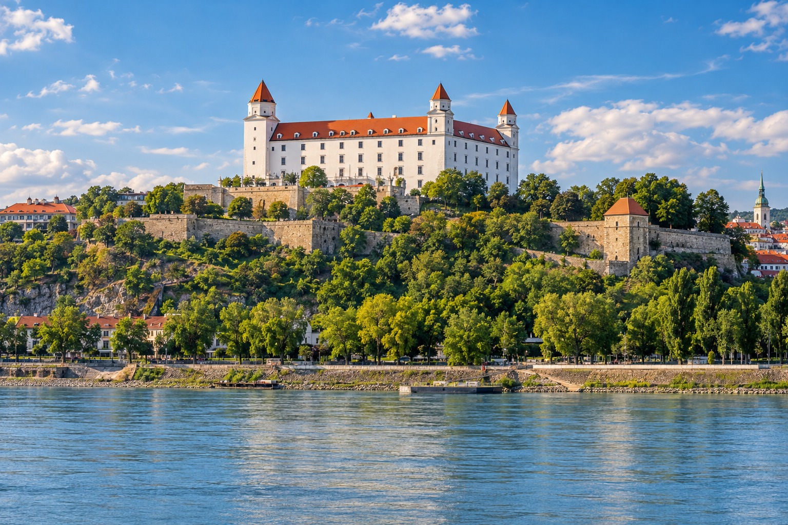Ilustračný pohľad na Bratislavský hrad nad Dunajom